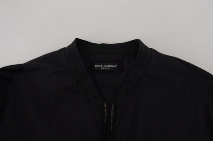 Bomber Jacket Dolce & Gabbana en Nylon Noir avec Logo et Fermeture Éclair
