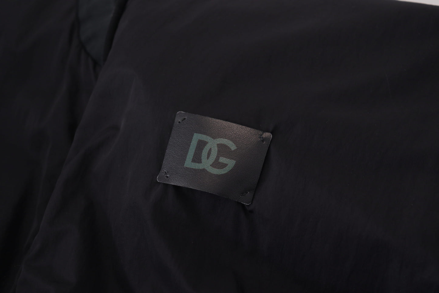 Bomber Jacket Dolce & Gabbana en Nylon Noir avec Logo et Fermeture Éclair
