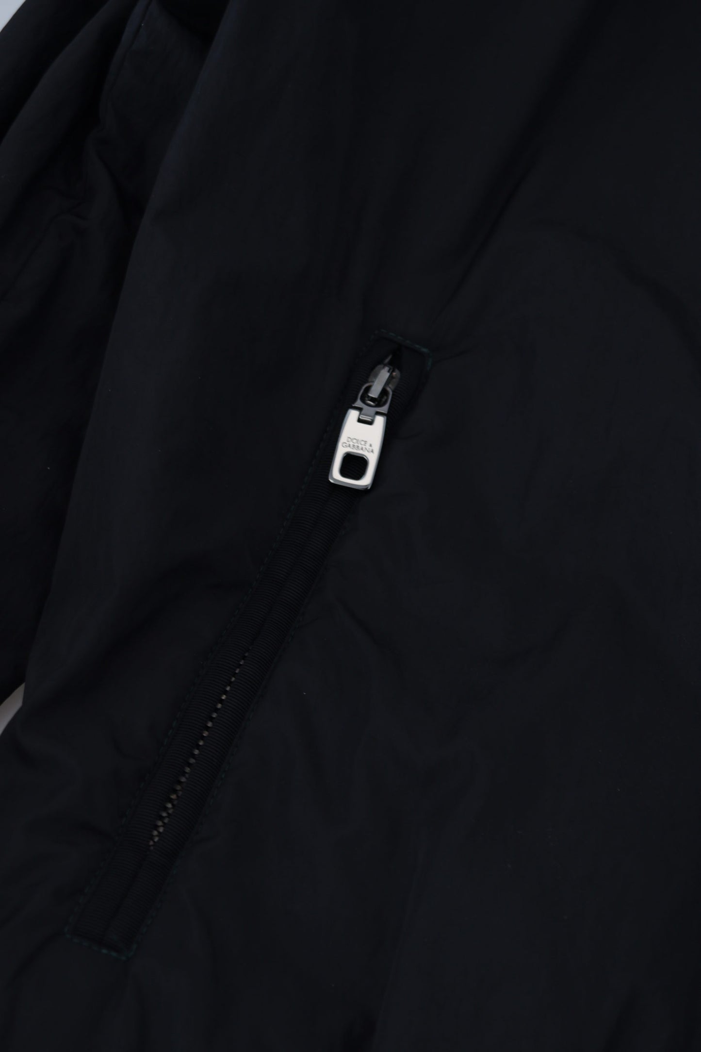 Bomber Jacket Dolce & Gabbana en Nylon Noir avec Logo et Fermeture Éclair