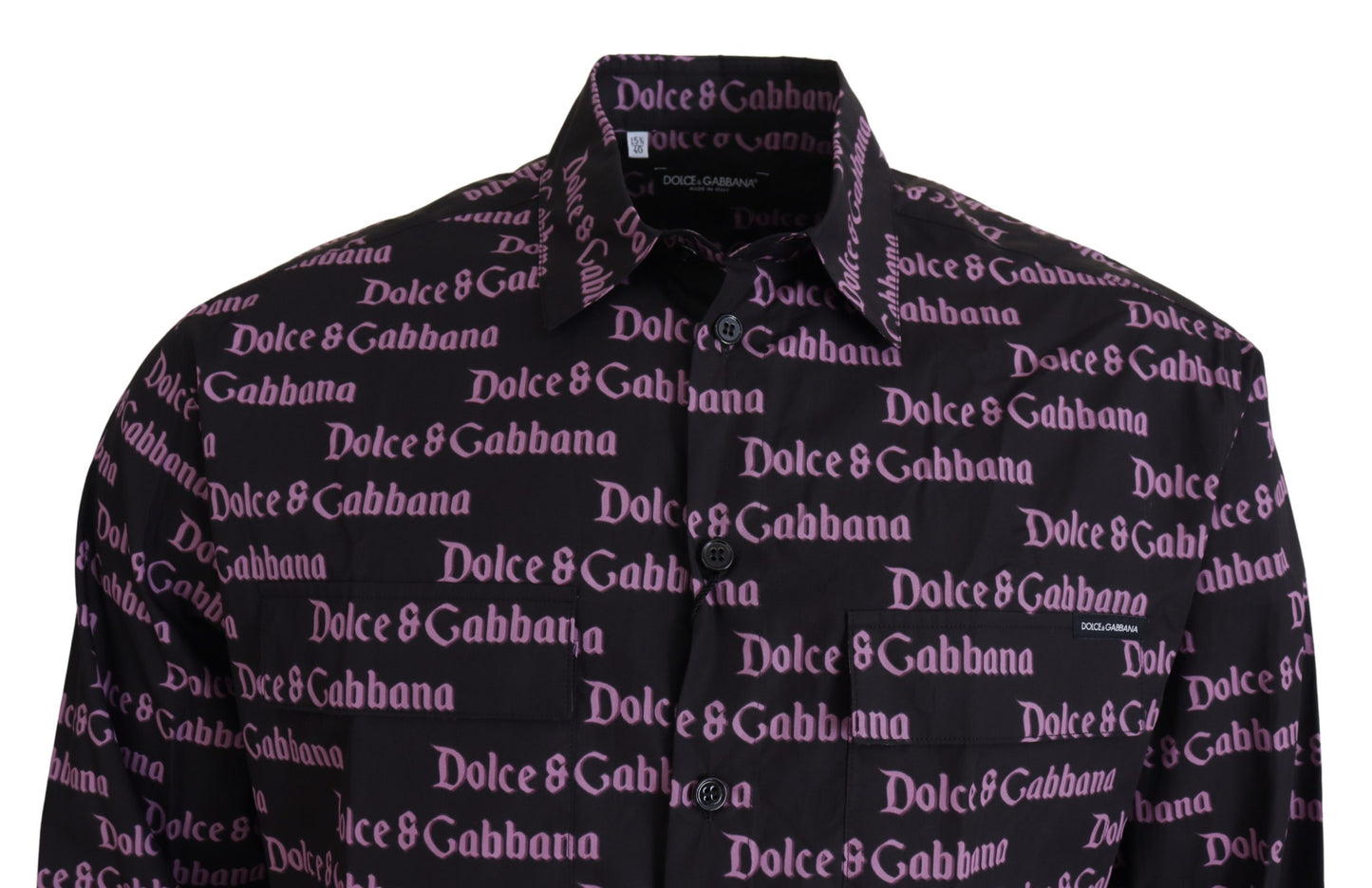Chemise de Costume Ajustée Dolce & Gabbana Noire Violette à Logo