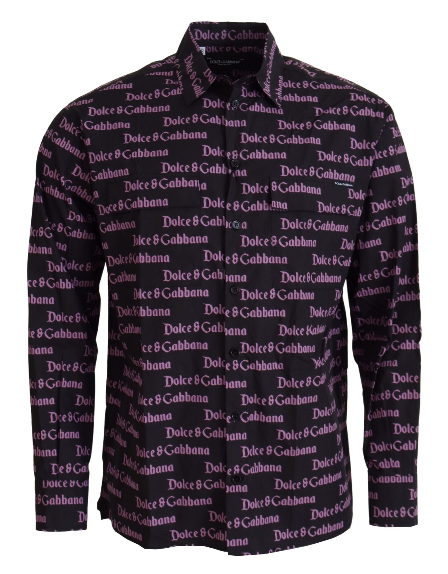 Chemise de Costume Ajustée Dolce & Gabbana Noire Violette à Logo