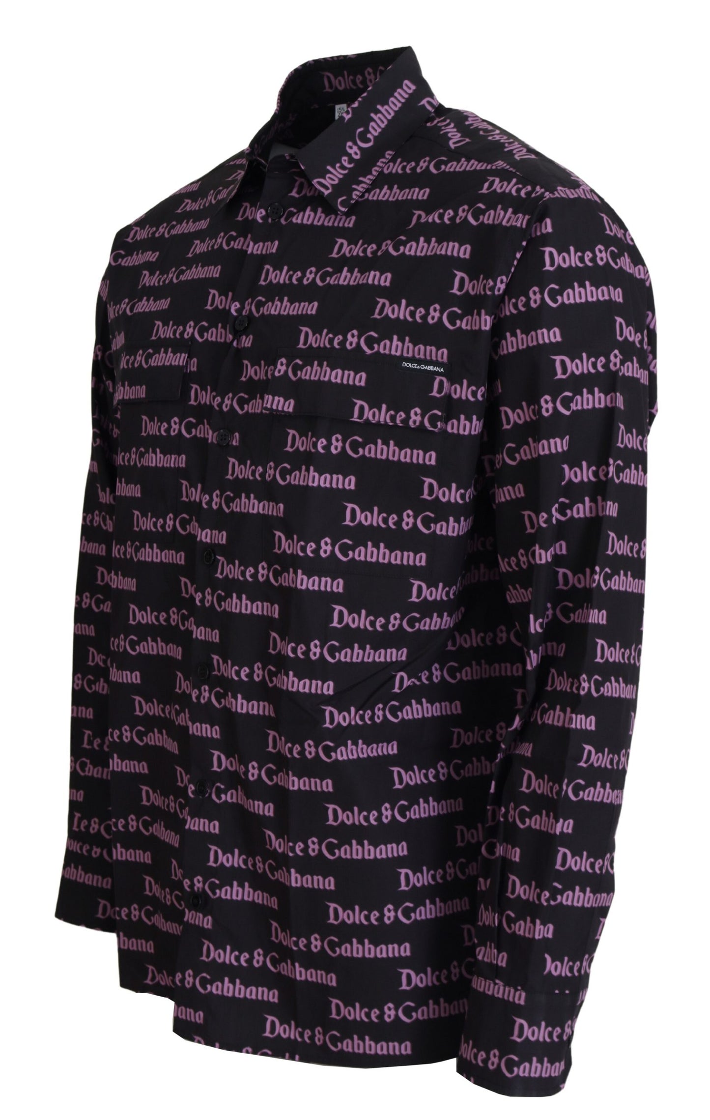 Chemise de Costume Ajustée Dolce & Gabbana Noire Violette à Logo