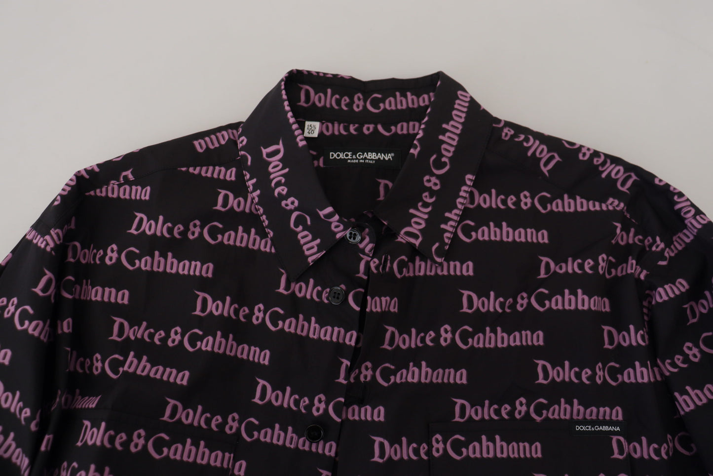 Chemise de Costume Ajustée Dolce & Gabbana Noire Violette à Logo