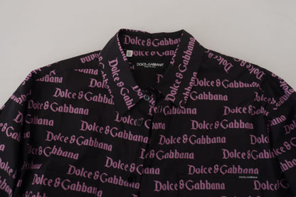 Chemise de Costume Ajustée Dolce & Gabbana Noire Violette à Logo