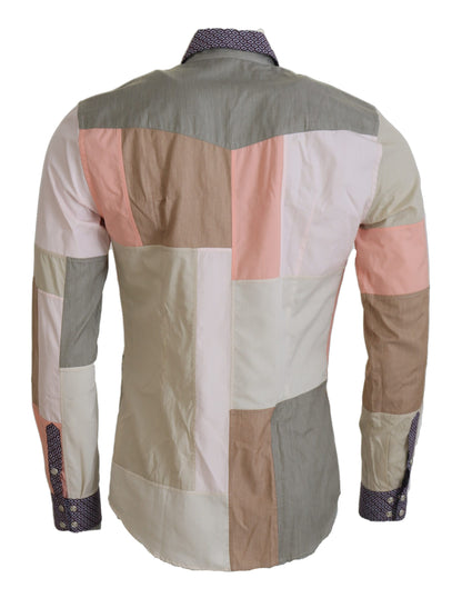Chemise ajustée Dolce & Gabbana en coton patchwork multicolore