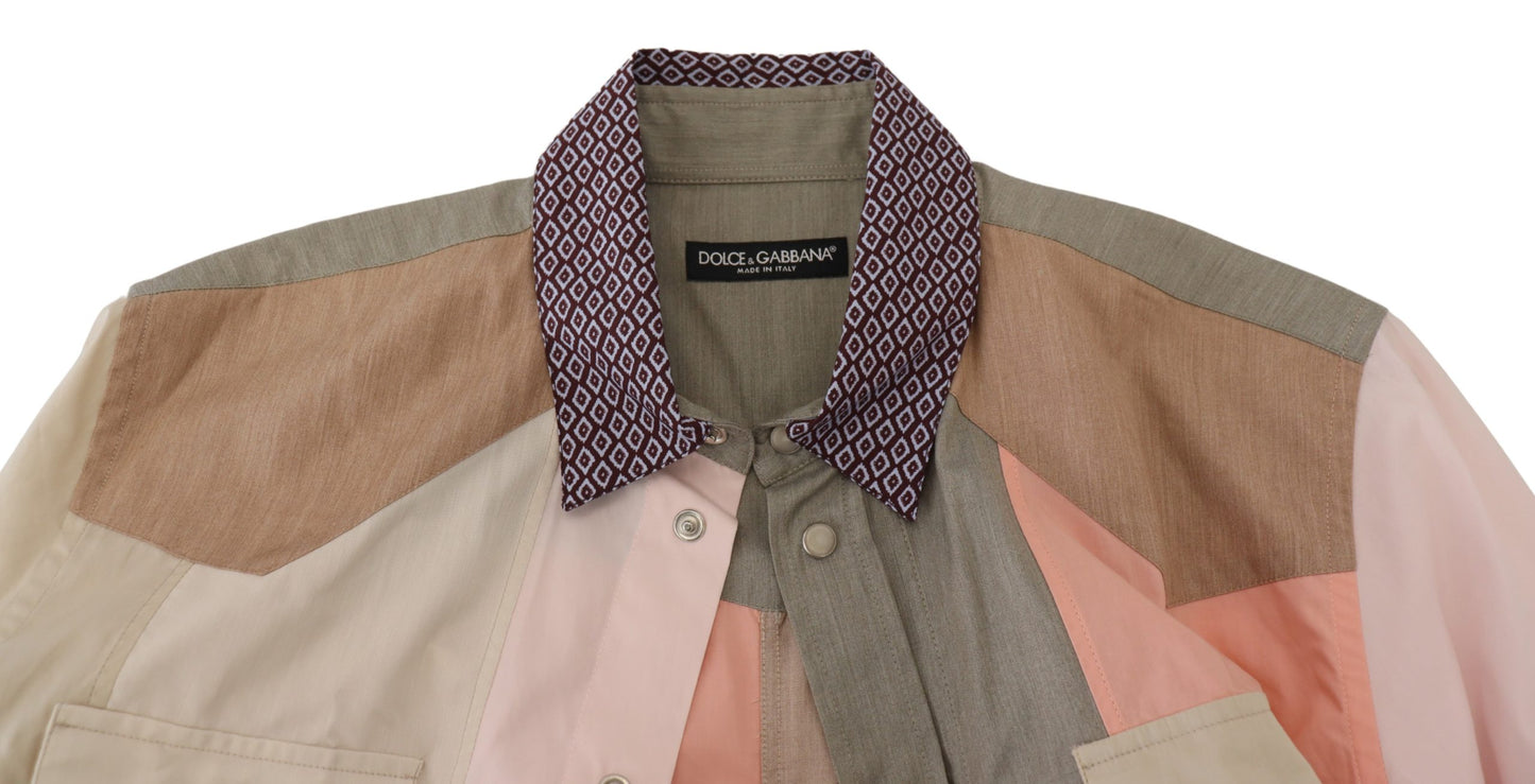 Chemise ajustée Dolce & Gabbana en coton patchwork multicolore
