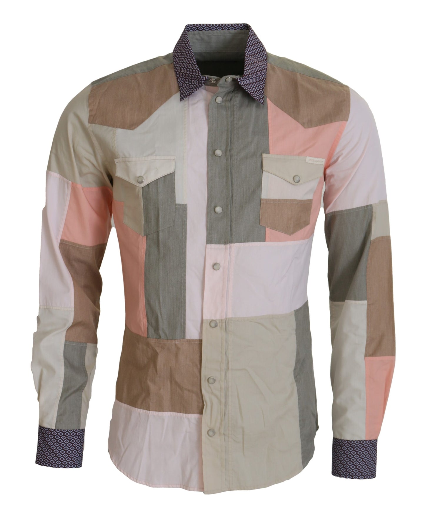 Chemise ajustée Dolce & Gabbana en coton patchwork multicolore