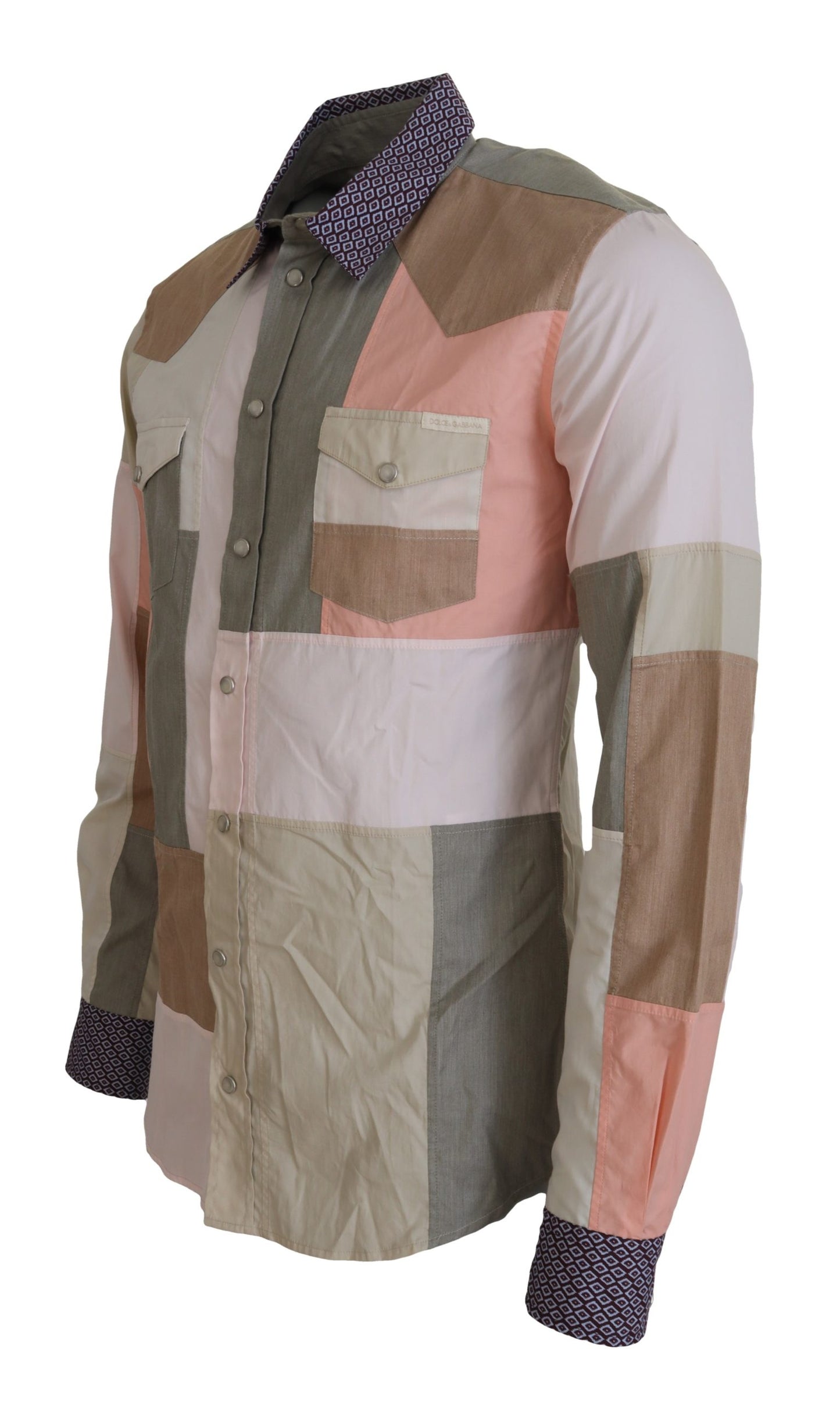 Chemise ajustée Dolce & Gabbana en coton patchwork multicolore