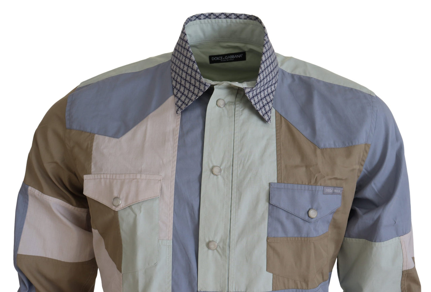 Chemise ajustée Dolce & Gabbana en patchwork de coton multicolore
