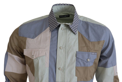 Chemise ajustée Dolce & Gabbana en patchwork de coton multicolore