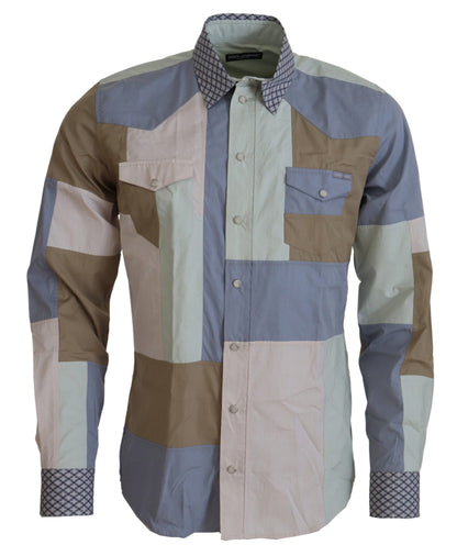 Chemise ajustée Dolce & Gabbana en patchwork de coton multicolore