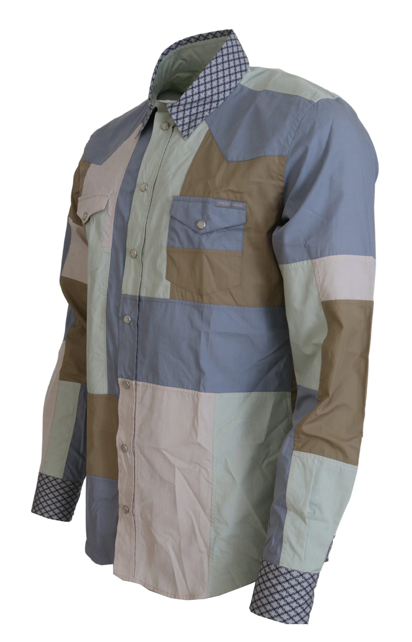 Chemise ajustée Dolce & Gabbana en patchwork de coton multicolore