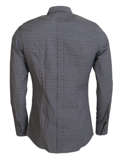 Chemise habillée Dolce & Gabbana gris marron or coupe slim