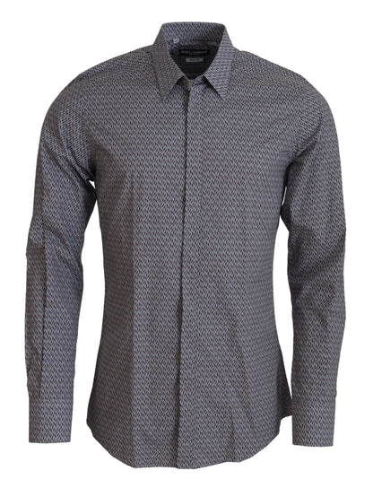 Chemise habillée Dolce & Gabbana gris marron or coupe slim