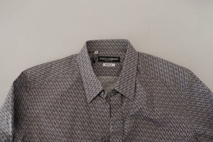 Chemise habillée Dolce & Gabbana gris marron or coupe slim