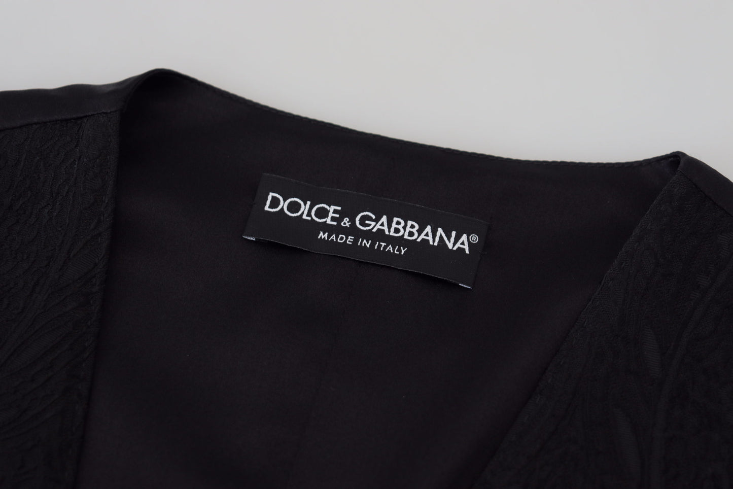 Haut sans manches boutonné en brocart noir Dolce & Gabbana