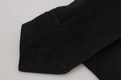 Haut sans manches boutonné en brocart noir Dolce & Gabbana