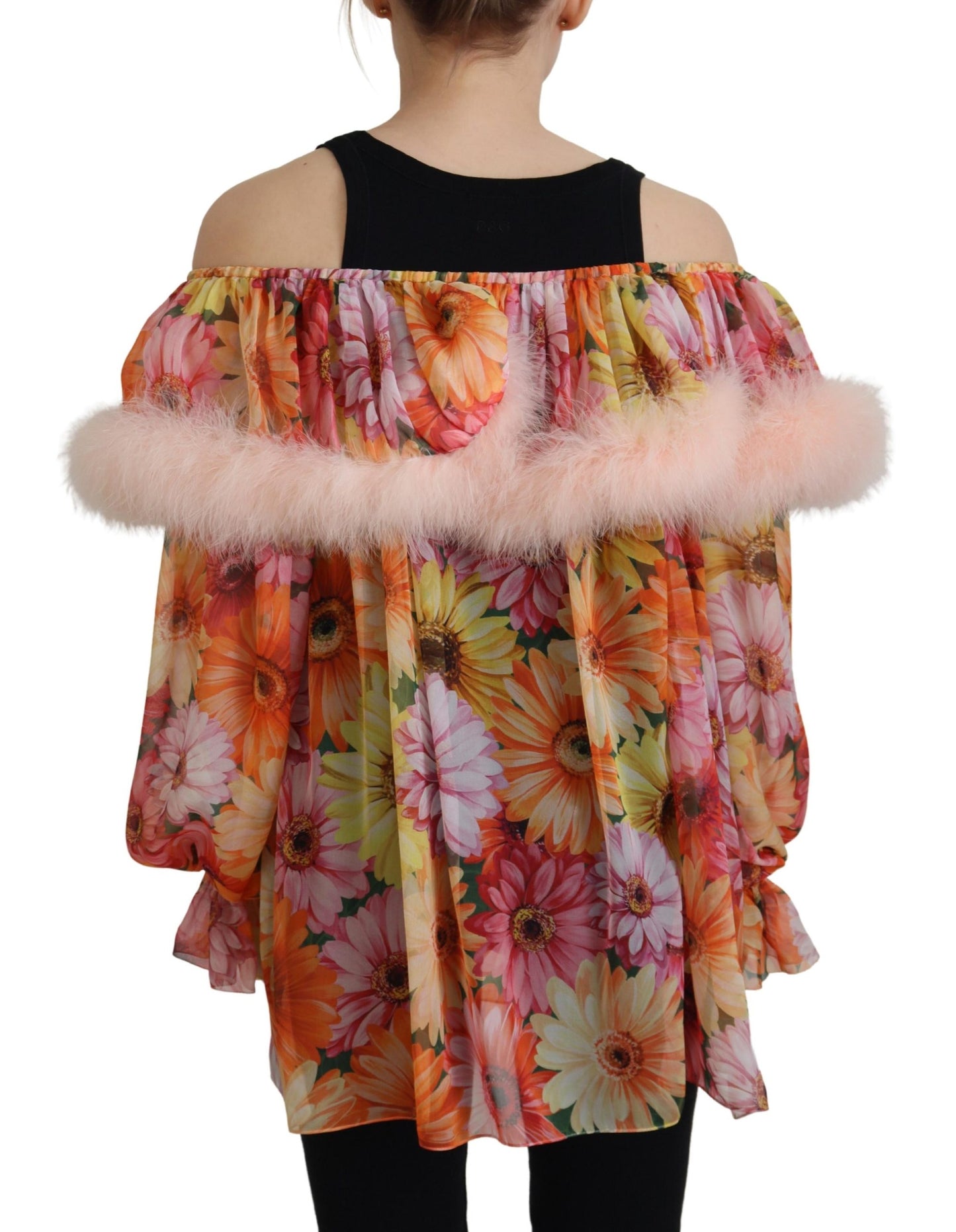 Chemisier Dolce & Gabbana en fourrure de mouton multicolore à motifs floraux