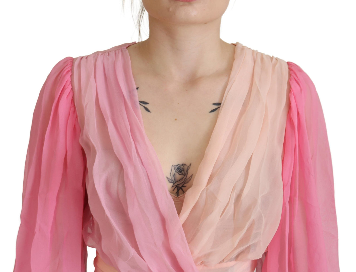 Chemisier à manches longues en soie rose Dolce & Gabbana