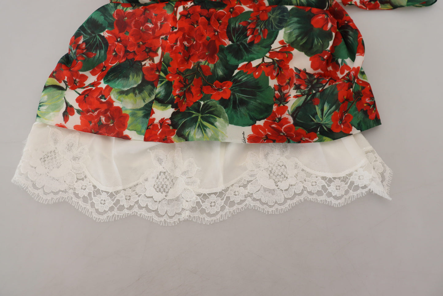 Robe fourreau mi-longue en soie à motif géranium multicolore Dolce & Gabbana