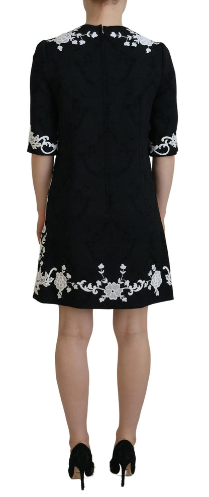 Robe trapèze Dolce & Gabbana en dentelle noire à demi-manches