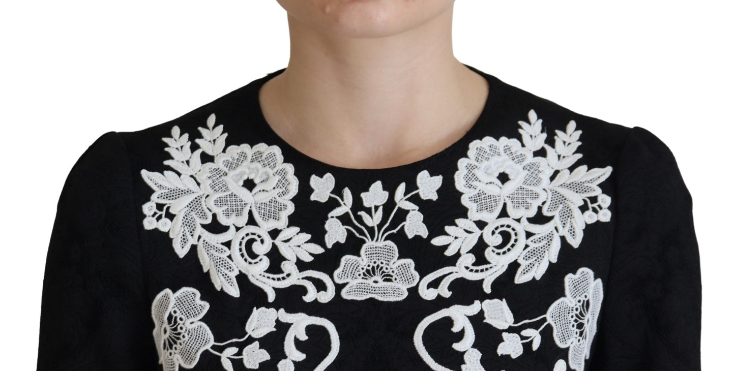 Robe trapèze Dolce & Gabbana en dentelle noire à demi-manches