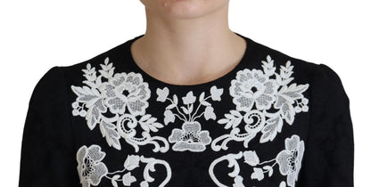 Robe trapèze Dolce & Gabbana en dentelle noire à demi-manches