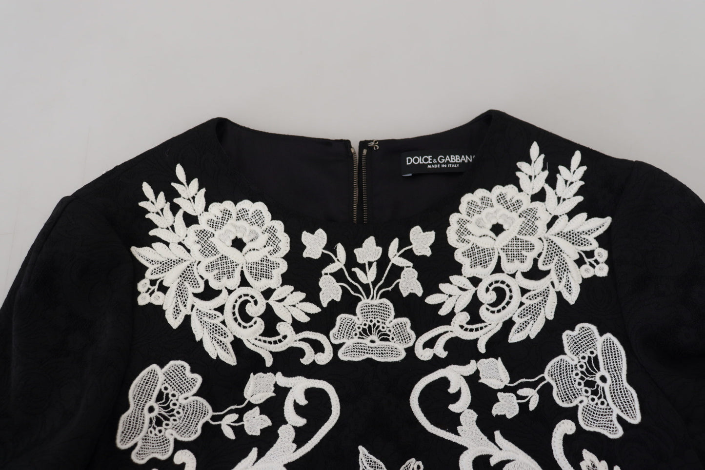 Robe trapèze Dolce & Gabbana en dentelle noire à demi-manches
