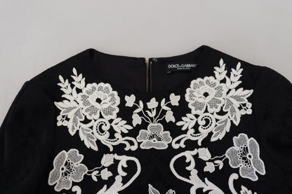 Robe trapèze Dolce & Gabbana en dentelle noire à demi-manches