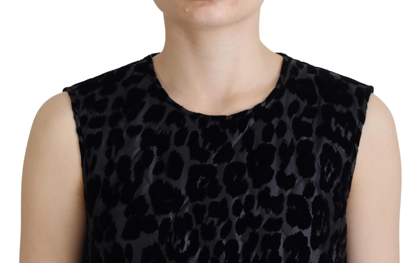 Robe courte droite Dolce & Gabbana en polyester léopard noir