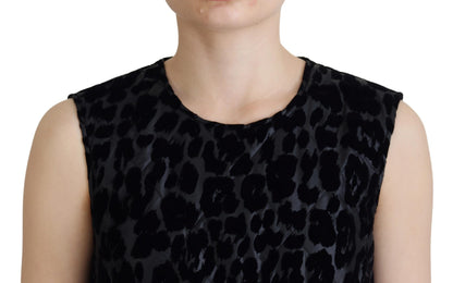 Robe courte droite Dolce & Gabbana en polyester léopard noir