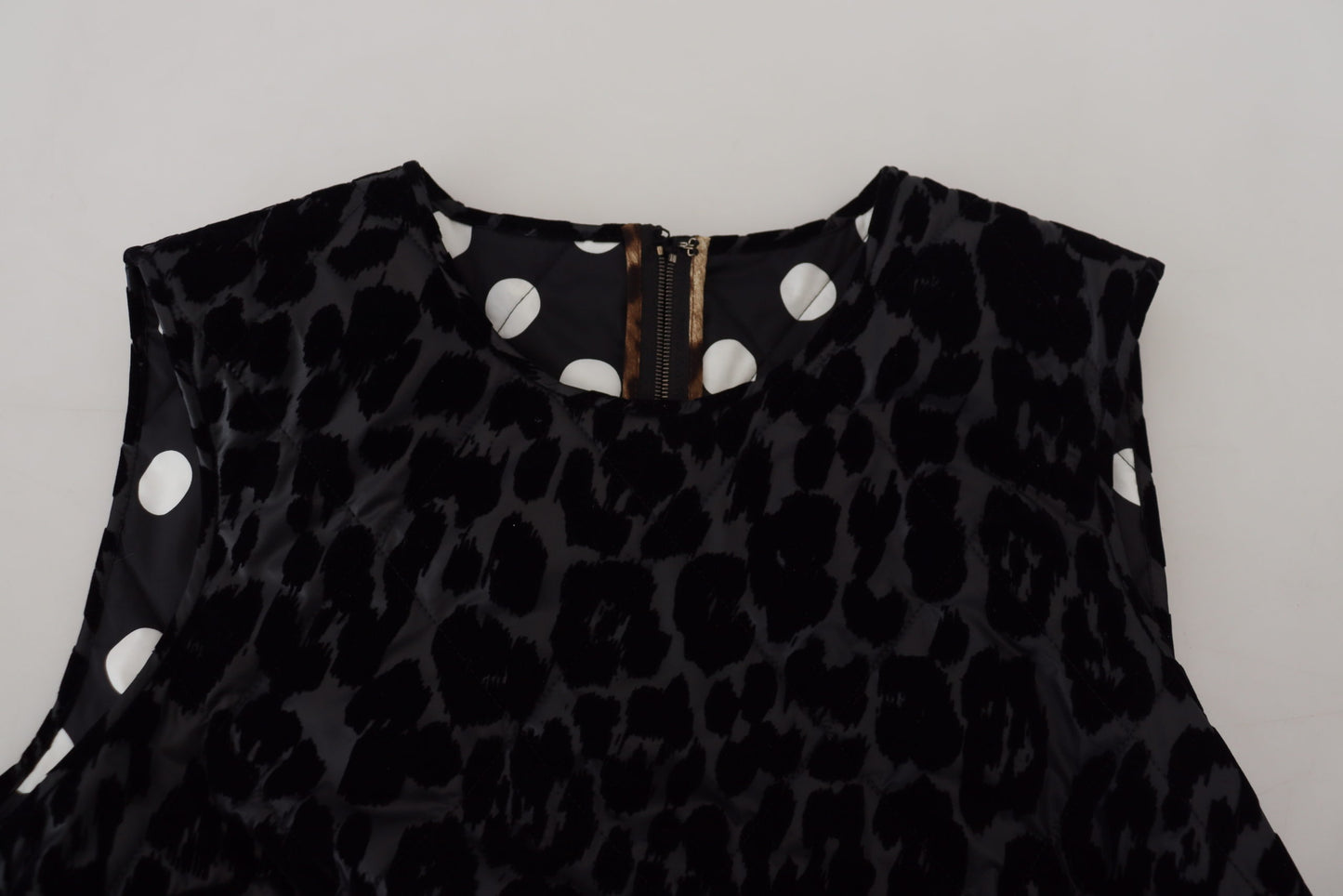 Robe courte droite Dolce & Gabbana en polyester léopard noir