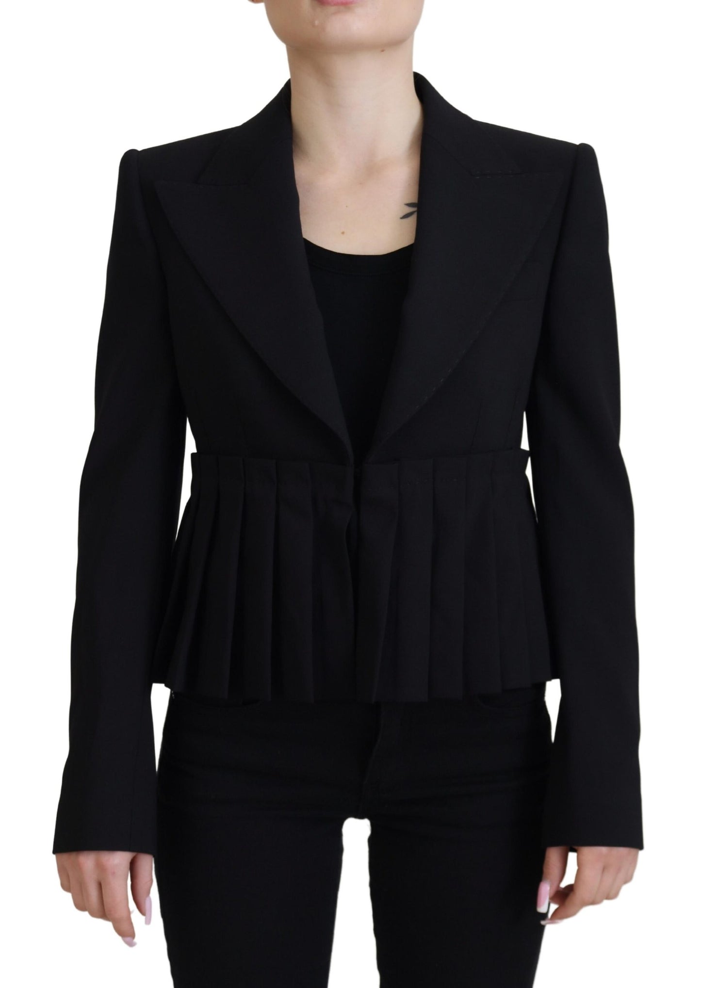Veste blazer en laine cintrée noire à simple boutonnage Dolce & Gabbana