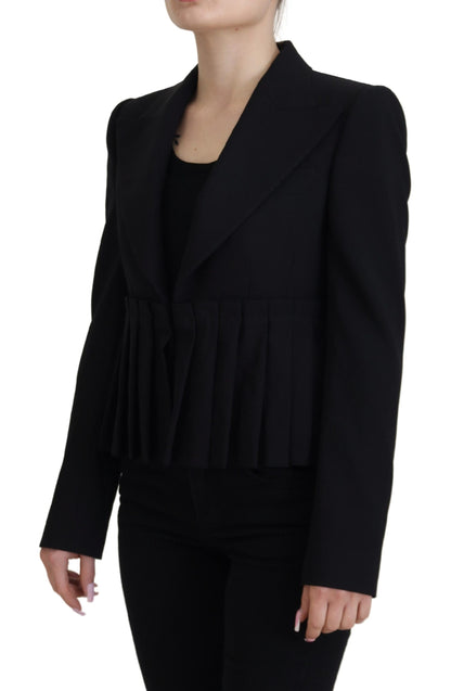 Veste blazer en laine cintrée noire à simple boutonnage Dolce & Gabbana