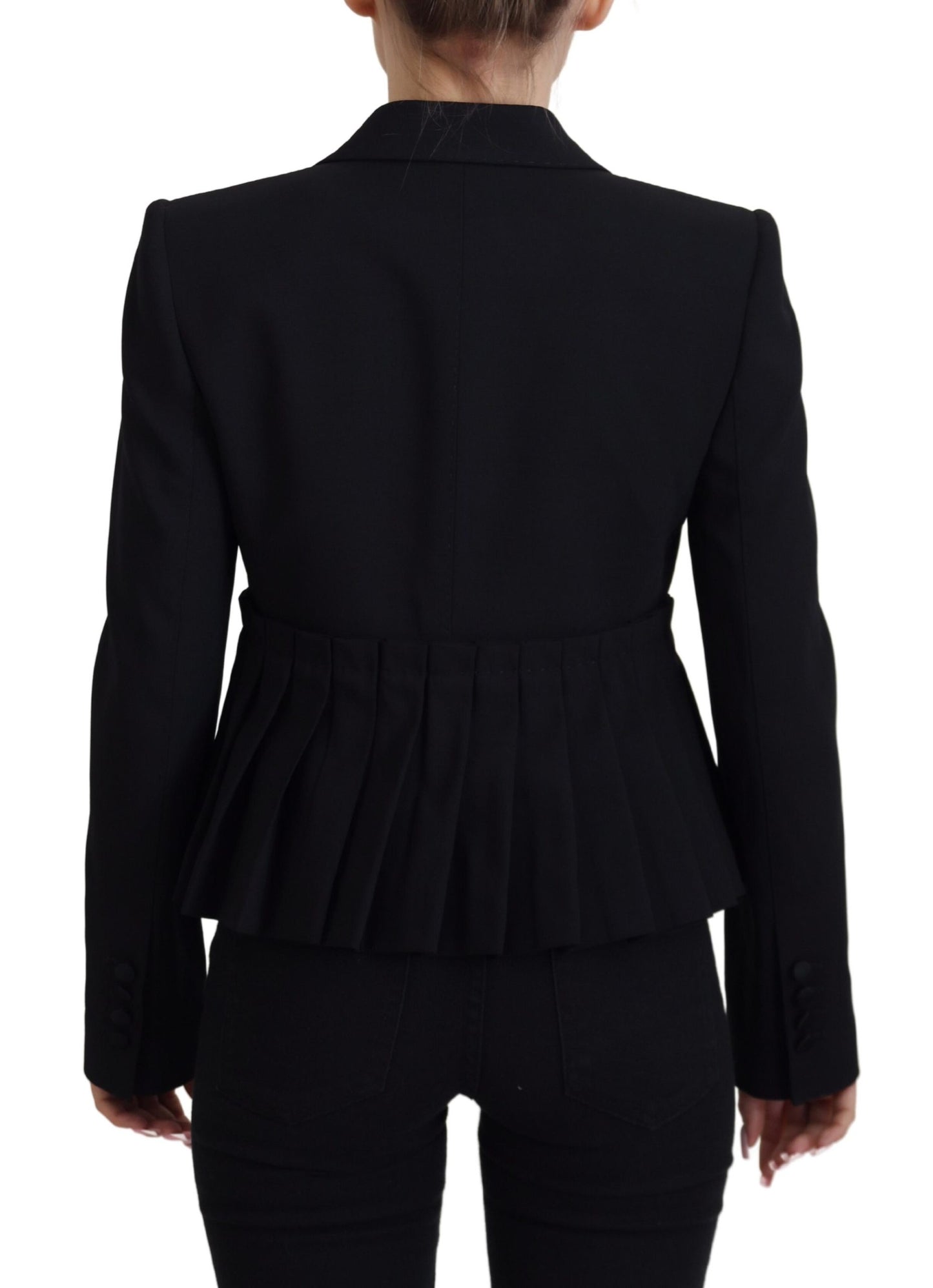 Veste blazer en laine cintrée noire à simple boutonnage Dolce & Gabbana