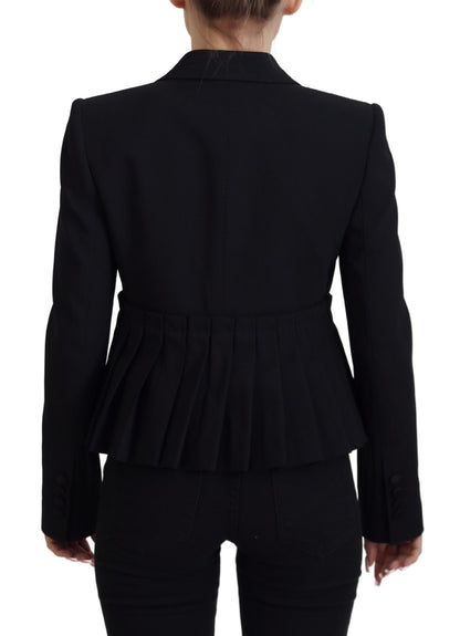 Veste blazer en laine cintrée noire à simple boutonnage Dolce & Gabbana