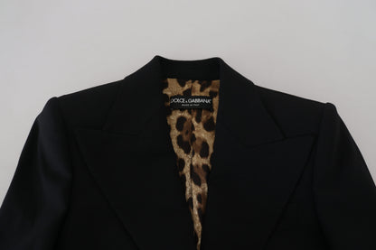Veste blazer en laine cintrée noire à simple boutonnage Dolce & Gabbana