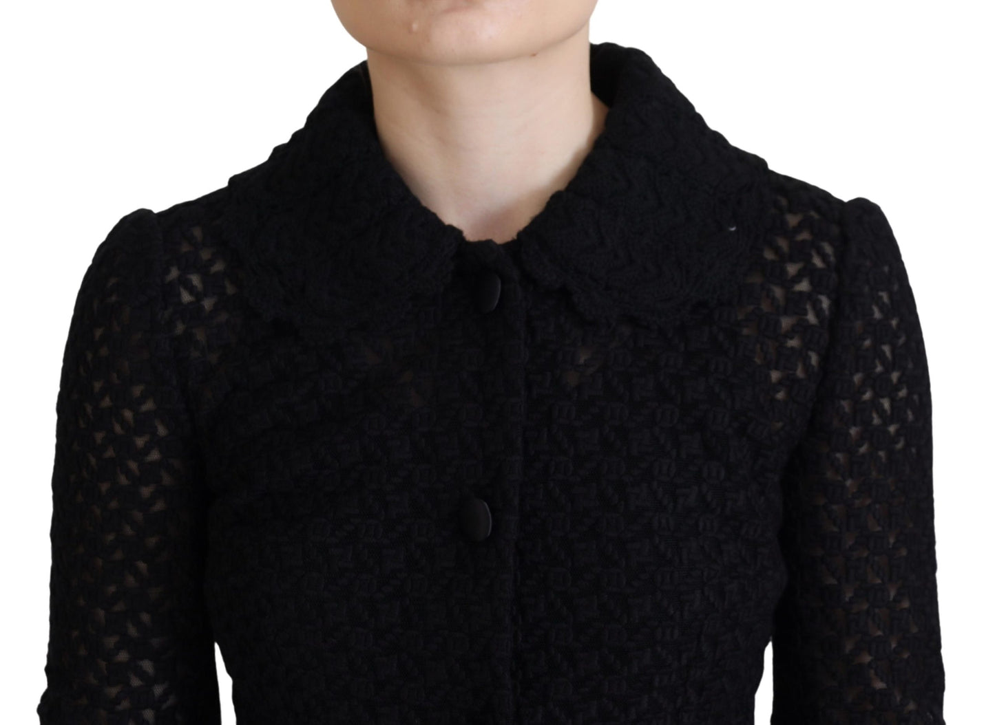 Veste en maille de laine noire Dolce & Gabbana avec col boutonné