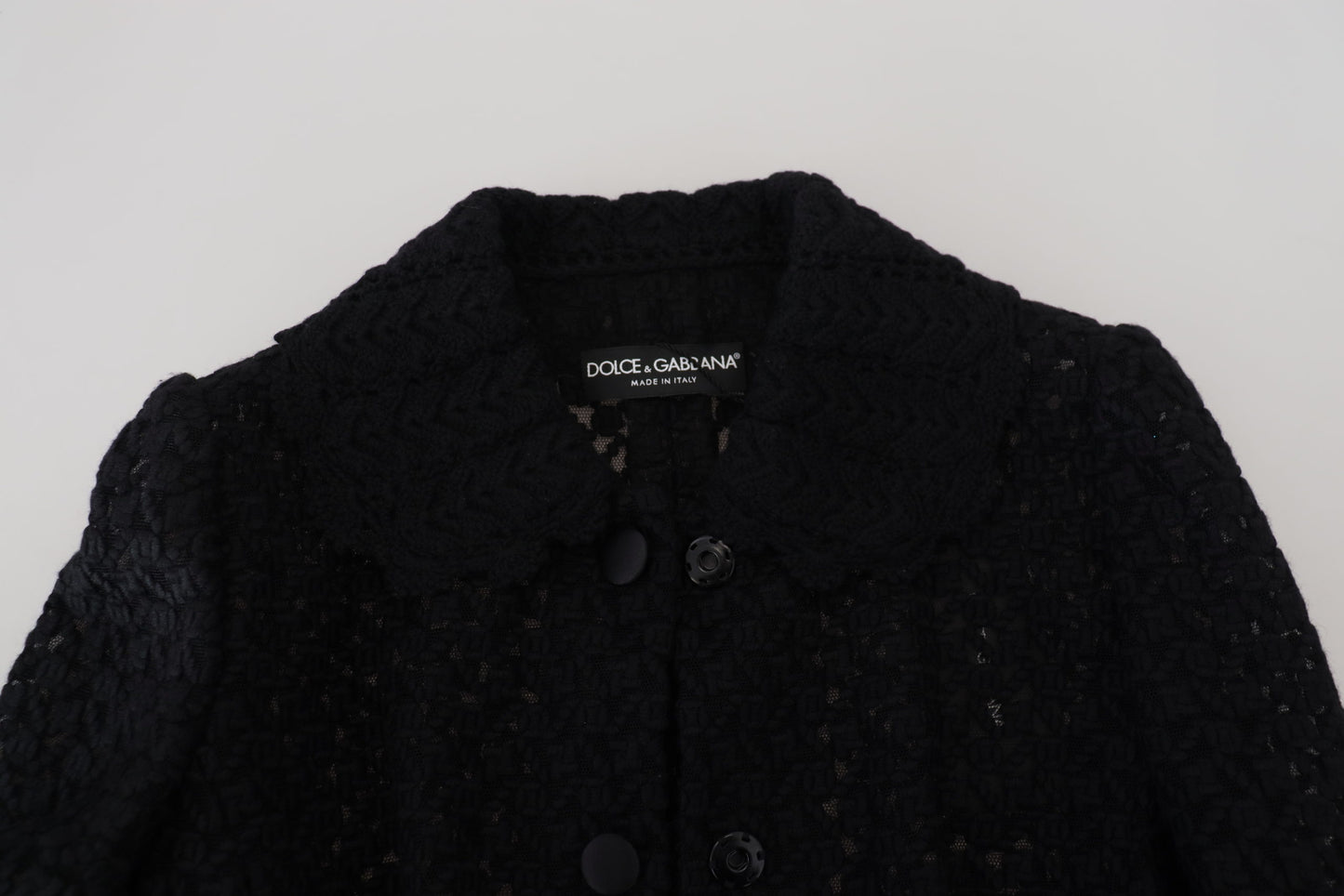 Veste en maille de laine noire Dolce & Gabbana avec col boutonné