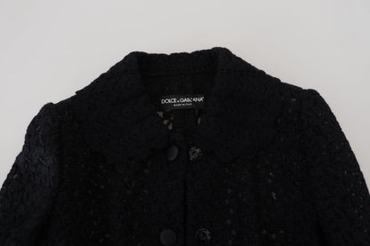 Veste en maille de laine noire Dolce & Gabbana avec col boutonné