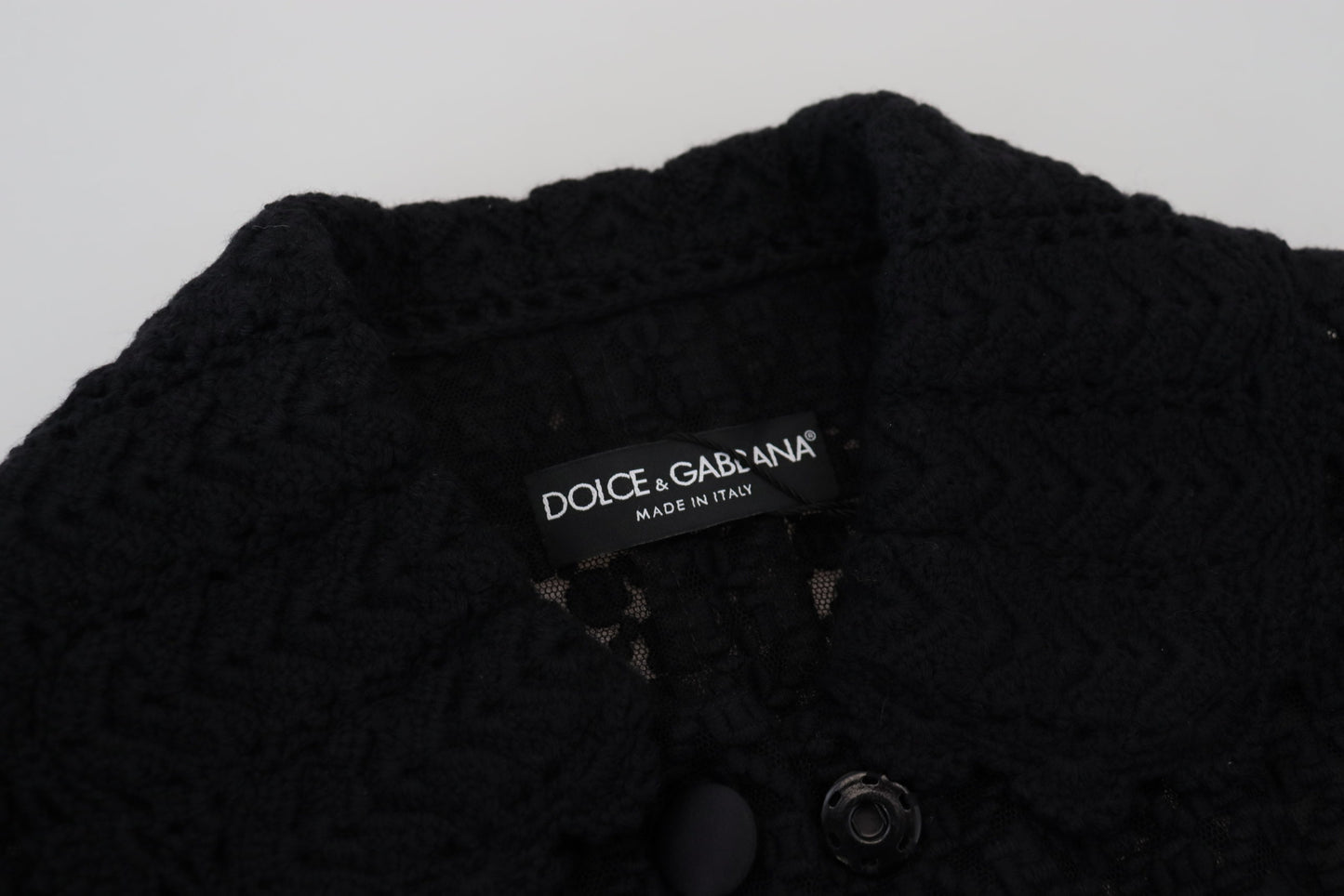 Veste en maille de laine noire Dolce & Gabbana avec col boutonné