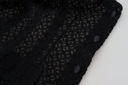 Veste en maille de laine noire Dolce & Gabbana avec col boutonné