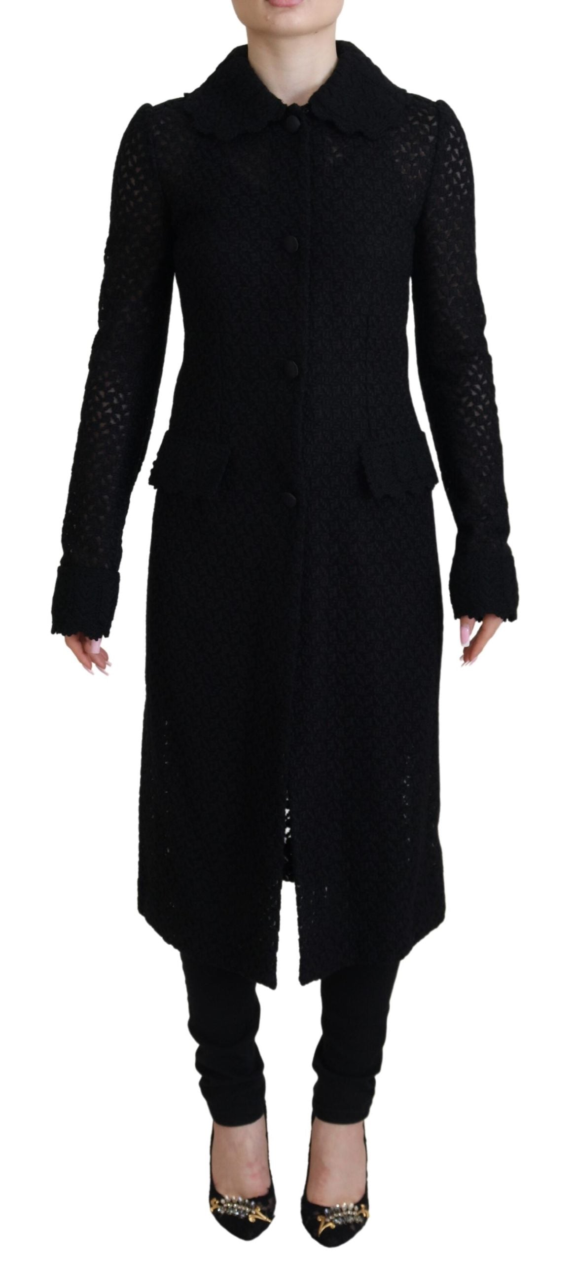 Veste longue en coton avec blazer boutonné noir Dolce & Gabbana