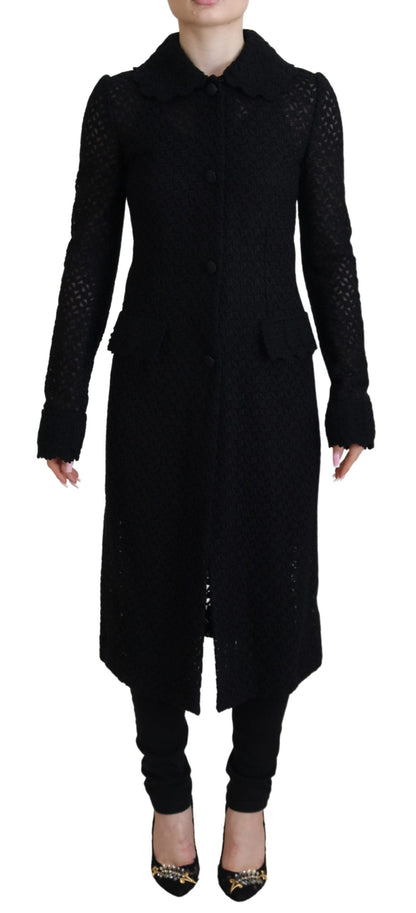 Veste longue en coton avec blazer boutonné noir Dolce & Gabbana