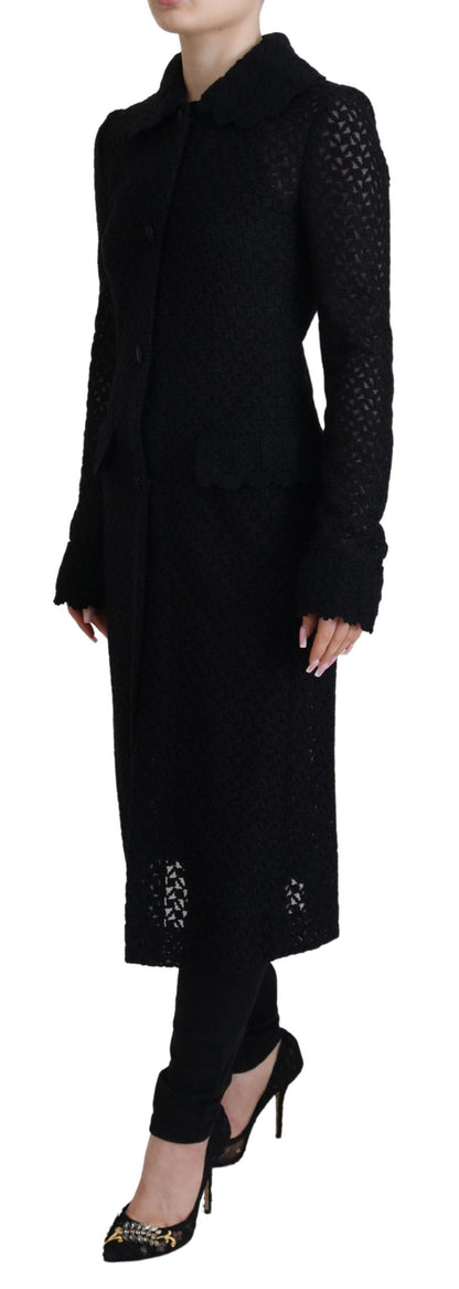 Veste longue en coton avec blazer boutonné noir Dolce & Gabbana