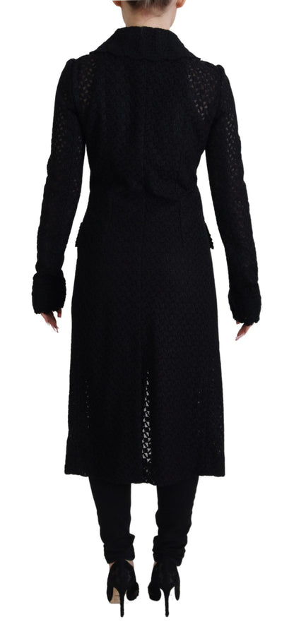 Veste longue en coton avec blazer boutonné noir Dolce & Gabbana