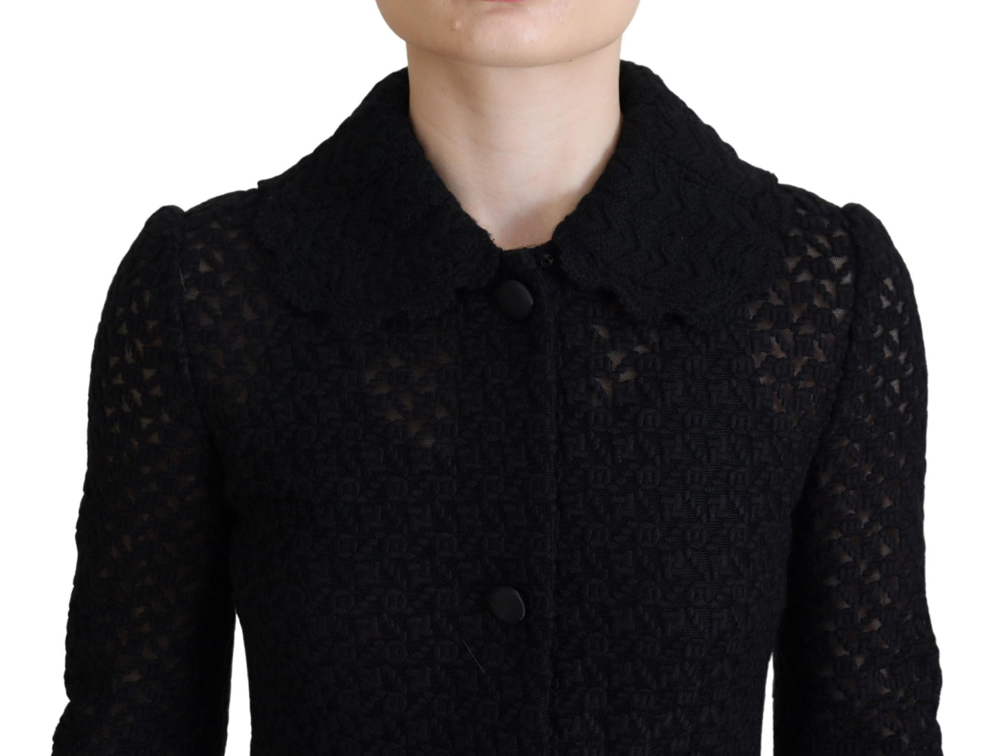 Veste longue en coton avec blazer boutonné noir Dolce & Gabbana