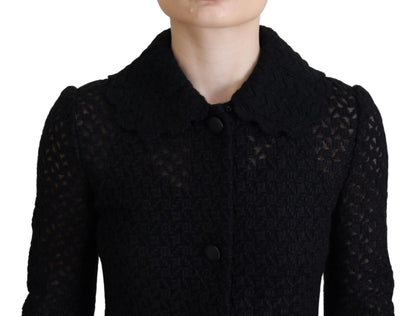 Veste longue en coton avec blazer boutonné noir Dolce & Gabbana