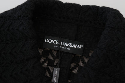 Veste longue en coton avec blazer boutonné noir Dolce & Gabbana