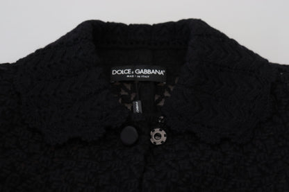 Veste longue en coton avec blazer boutonné noir Dolce & Gabbana
